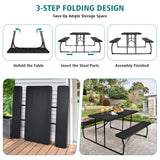 Indoor and Outdoor Folding Picnic Table Bench Set with Wood-like Texture