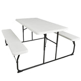 Indoor and Outdoor Folding Picnic Table Bench Set with Wood-like Texture