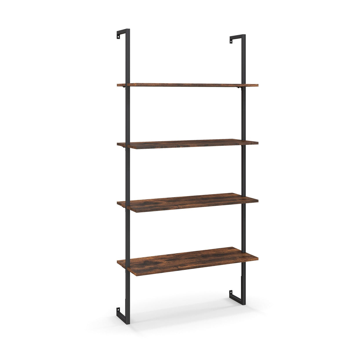 Estantería tipo escalera industrial de 4 niveles con estructura de metal - Café