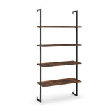 Estantería tipo escalera industrial de 4 niveles con estructura de metal - Café