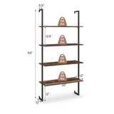 Estantería tipo escalera industrial de 4 niveles con estructura de metal - Café