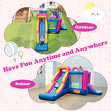 Casa de juegos inflable con toboganes y canasta de baloncesto (con soplador de 735W)