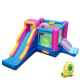 Casa de juegos inflable con toboganes y canasta de baloncesto (con soplador de 735W)