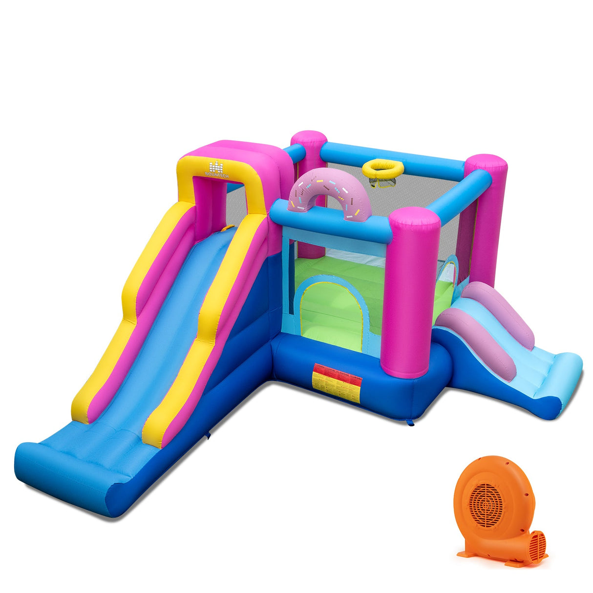 Castillo Hinchable con Toboganes y Canasta de Baloncesto (con Soplador de 750W)
