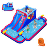 Casa de Rebotar Inflable con 2 Toboganes Acuáticos y 3 Cañones de Agua Con Soplador de 680W