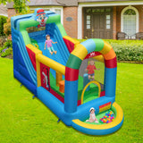 Pista de obstáculos hinchable con piscina de bolas y tobogán con soplador de 735 W