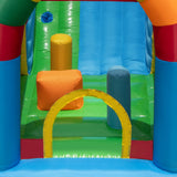 Pista de obstáculos hinchable con piscina de bolas y tobogán con soplador de 735 W