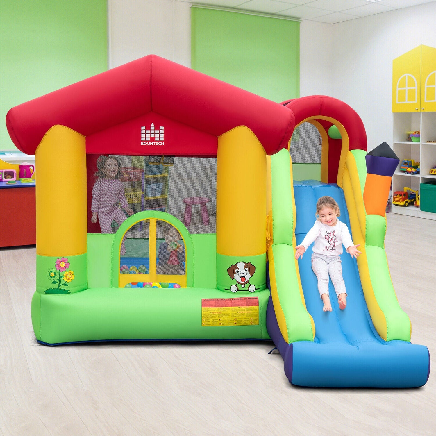 Castillo Hinchable con Bolas de Océano y Soplador de Aire de 735W