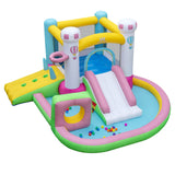 Castillo hinchable con tobogán, obstáculos y piscina de bolas sin soplador