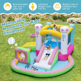 Castillo hinchable con tobogán, obstáculos y piscina de bolas sin soplador