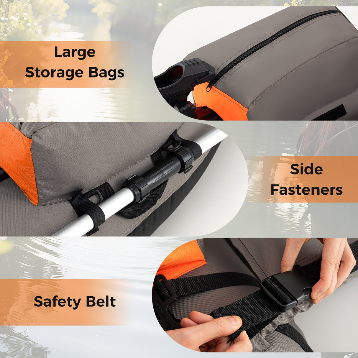 Tubo Flotador Hinchable de Pesca con Correas de Hombro y Almacenamiento para la Pesca con Caña