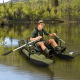 Inflatable Fishing Float Tube with Foldable Padded Seat and Adjustable Footrest-Green