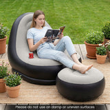 Sofá Inflable con Otomana, Sofá de Aire Portátil para Adultos con Superficie Flocada - Gris