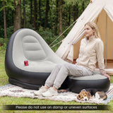 Sofá Inflable con Otomana, Sofá de Aire Portátil para Adultos con Superficie Flocada - Gris