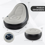 Sofá Inflable con Otomana, Sofá de Aire Portátil para Adultos con Superficie Flocada - Gris