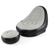 Sofá Inflable con Otomana, Sofá de Aire Portátil para Adultos con Superficie Flocada - Gris