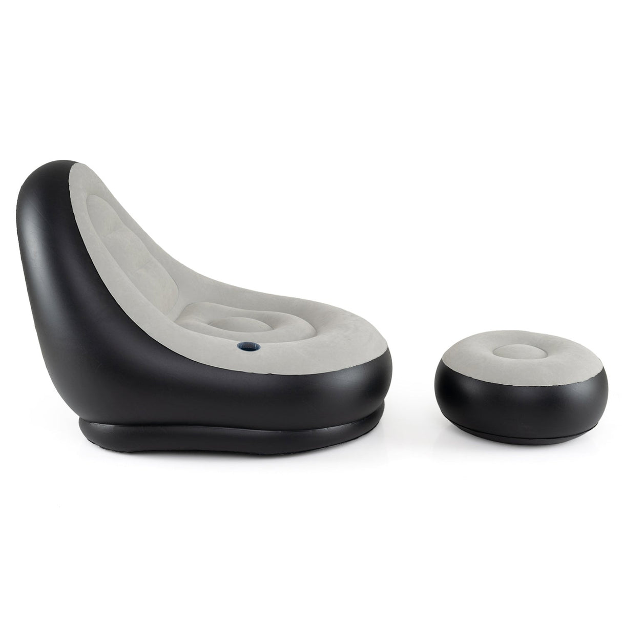 Sofá Inflable con Otomana, Sofá de Aire Portátil para Adultos con Superficie Flocada - Gris