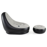 Sofá Inflable con Otomana, Sofá de Aire Portátil para Adultos con Superficie Flocada - Gris