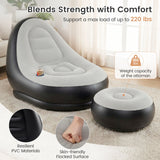 Sofá Inflable con Otomana, Sofá de Aire Portátil para Adultos con Superficie Flocada - Gris