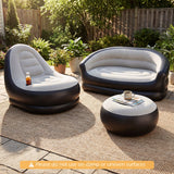 Sofá inflable de dos plazas, portátil y plegable, para adultos, con superficie flocada - Gris