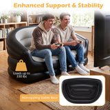 Sofá inflable de dos plazas, portátil y plegable, para adultos, con superficie flocada - Gris
