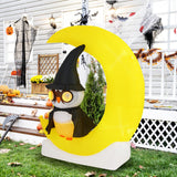 Búho Inflable en la Luna con Luces LED, Decoración de Halloween con Luna Grande y Búho Mago
