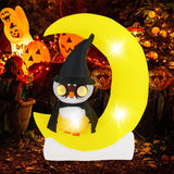 Búho Inflable en la Luna con Luces LED, Decoración de Halloween con Luna Grande y Búho Mago