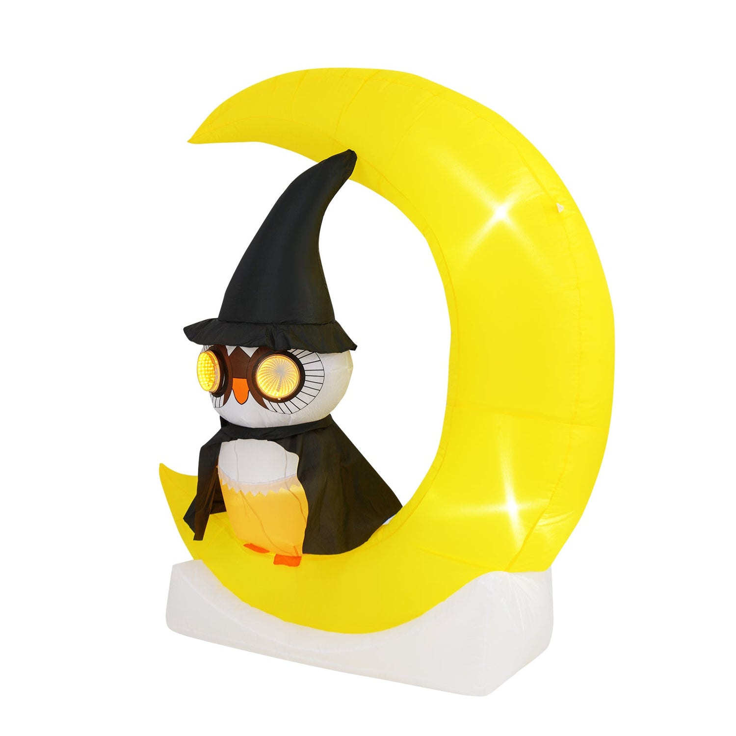 Búho Inflable en la Luna con Luces LED, Decoración de Halloween con Luna Grande y Búho Mago