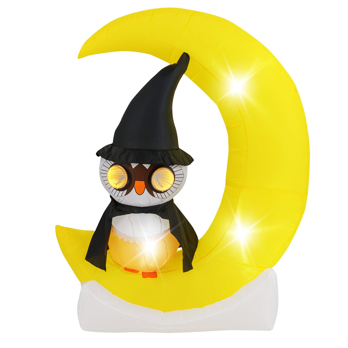 Búho Inflable en la Luna con Luces LED, Decoración de Halloween con Luna Grande y Búho Mago