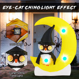 Búho Inflable en la Luna con Luces LED, Decoración de Halloween con Luna Grande y Búho Mago