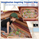 Inflatable Pirate Ship Playhouse with Built-in Motor and Inflatable Toy Sword-Brown