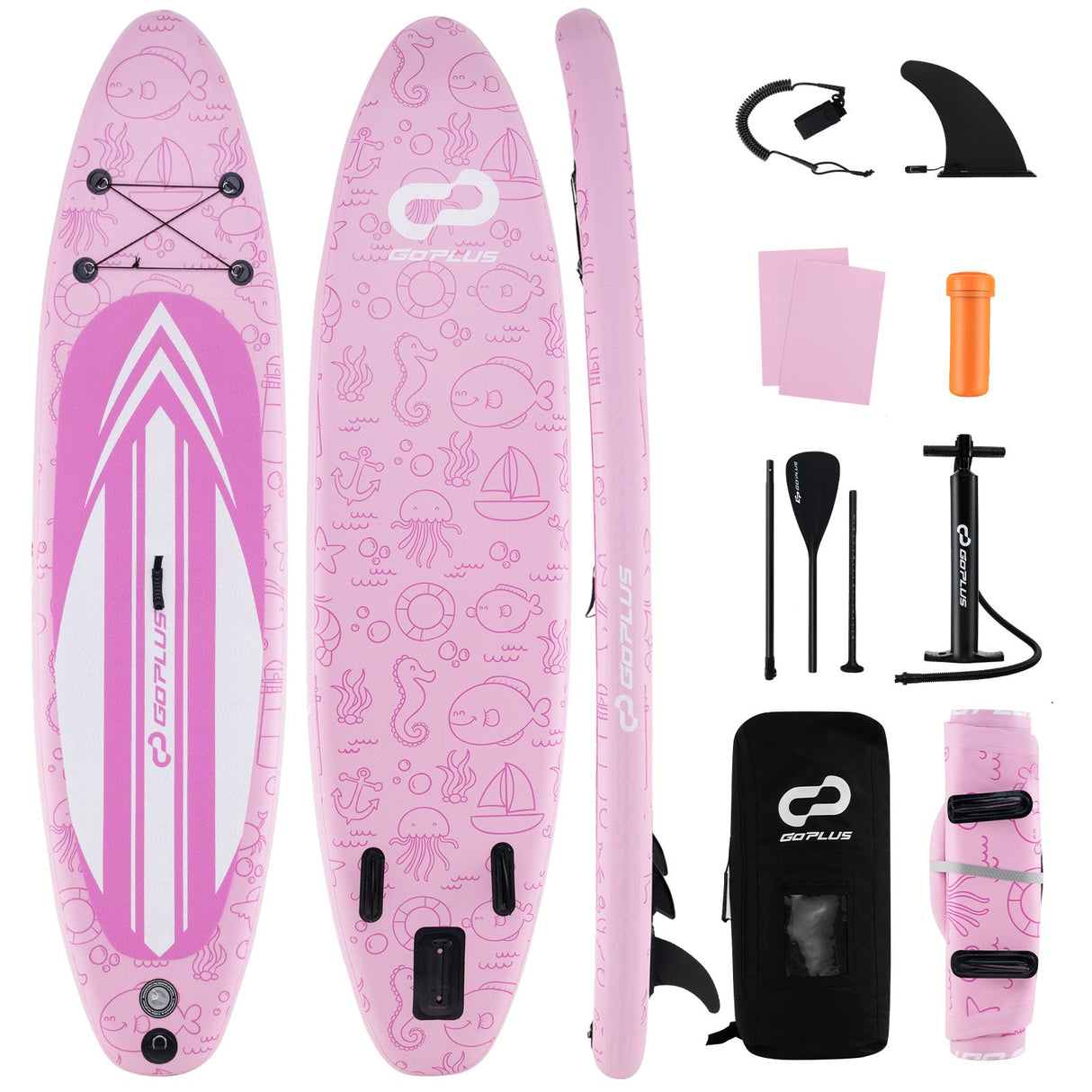 Tabla de paddle surf inflable (iSUP) y accesorios con 3 quillas y mochila