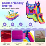 Castillo Hinchable de Agua Temática Princesas con Tobogán, Muro para Escalar y Soplador de 680W Incluido