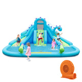 Tobogán Hinchable de Agua con Toboganes Dobles, Piscina Grande y Bolsa de Transporte (con Soplador de 584W)
