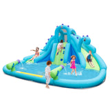Tobogán Hinchable de Agua con Toboganes Dobles, Piscina Grande y Bolsa de Transporte (con Soplador de 584W)