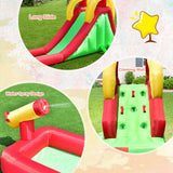 Castillo Hinchable Acuático con Tobogán, Pared de Escalada y Salto con Soplador de 380W