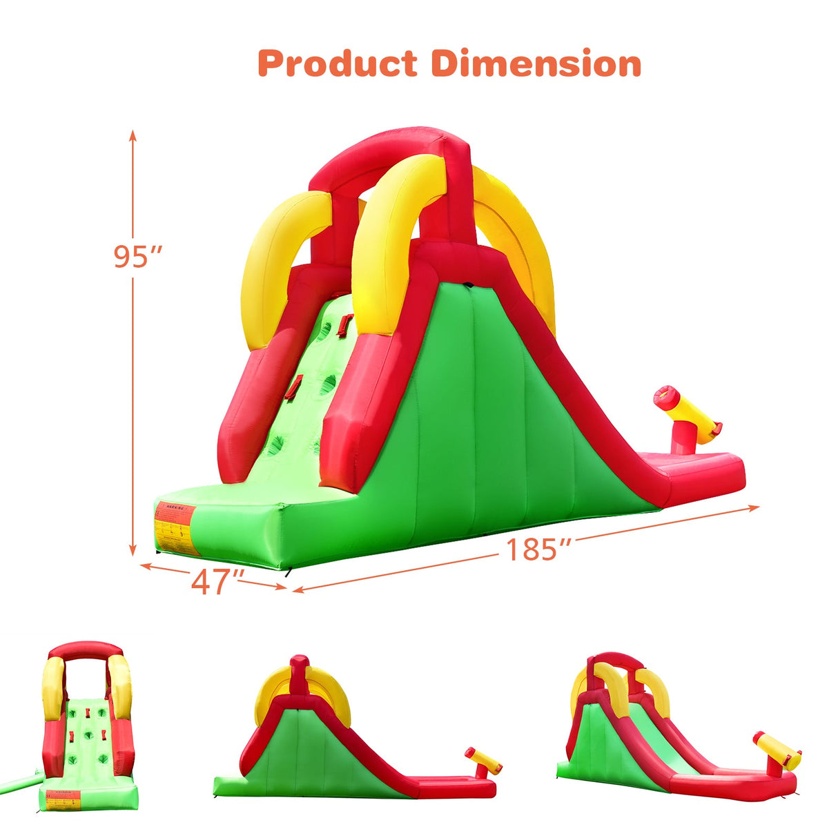 Castillo Hinchable Acuático con Tobogán, Pared de Escalada y Salto con Soplador de 380W