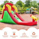Tobogán hinchable con pared de escalada y zona de salto con soplador de 550W