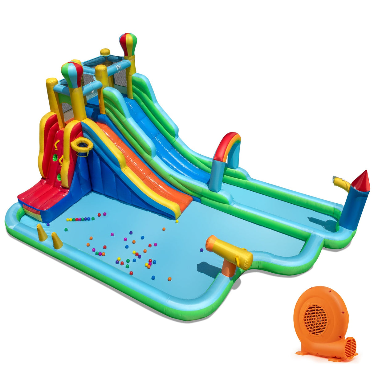 Parque tobogán acuático inflable, casa de rebote gigante con soplador de 750 W