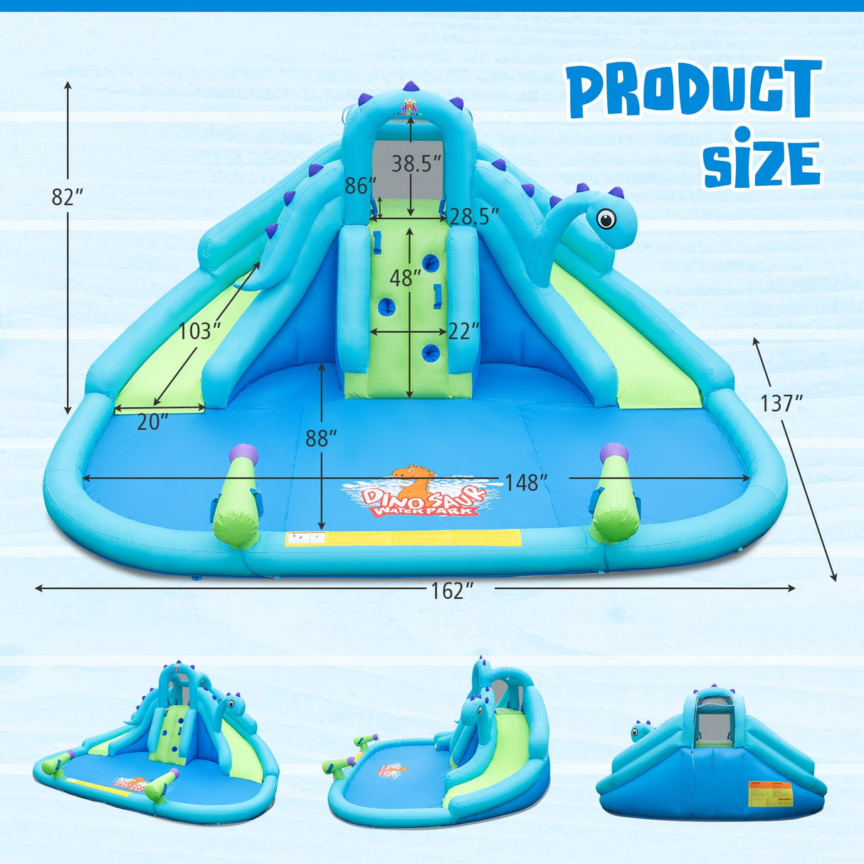 Tobogán Hinchable de Agua con Toboganes Dobles, Piscina Grande y Bolsa de Transporte (con Soplador de 584W)