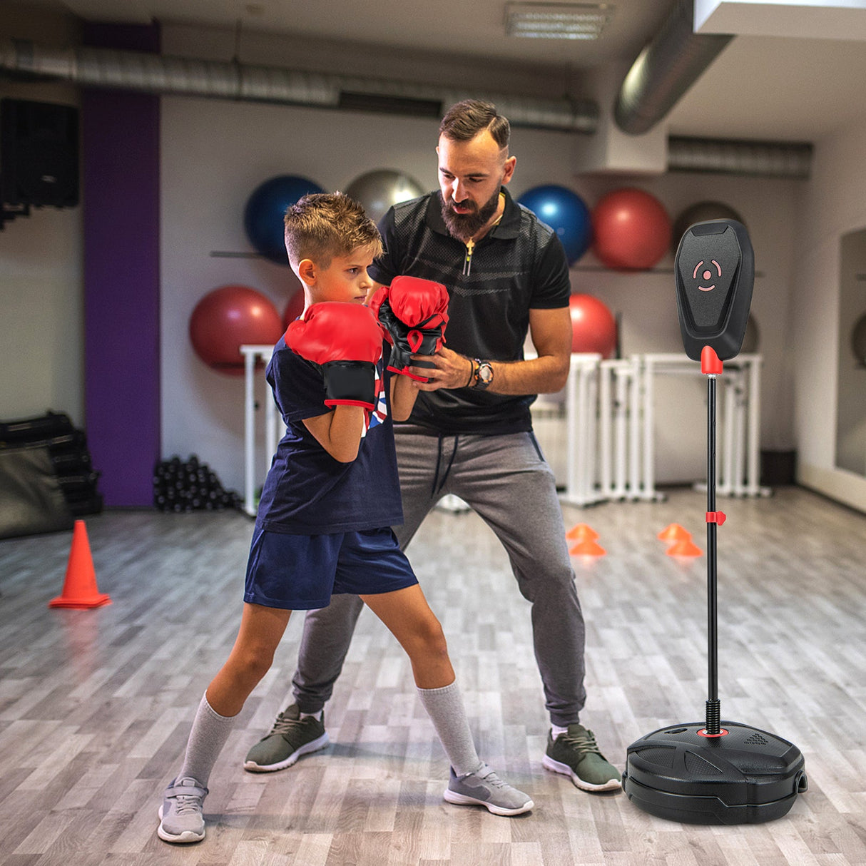 Set de boxeo sin inflación con saco de boxeo y guantes de boxeo Diseño de rebote rápido para niños de 5+ años