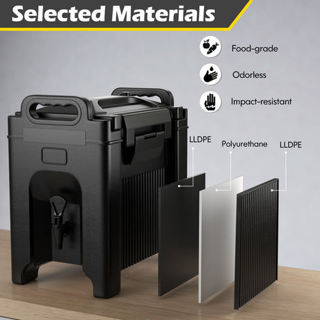 Dispensador de bebidas isotérmico de 2.5 galones - Negro
