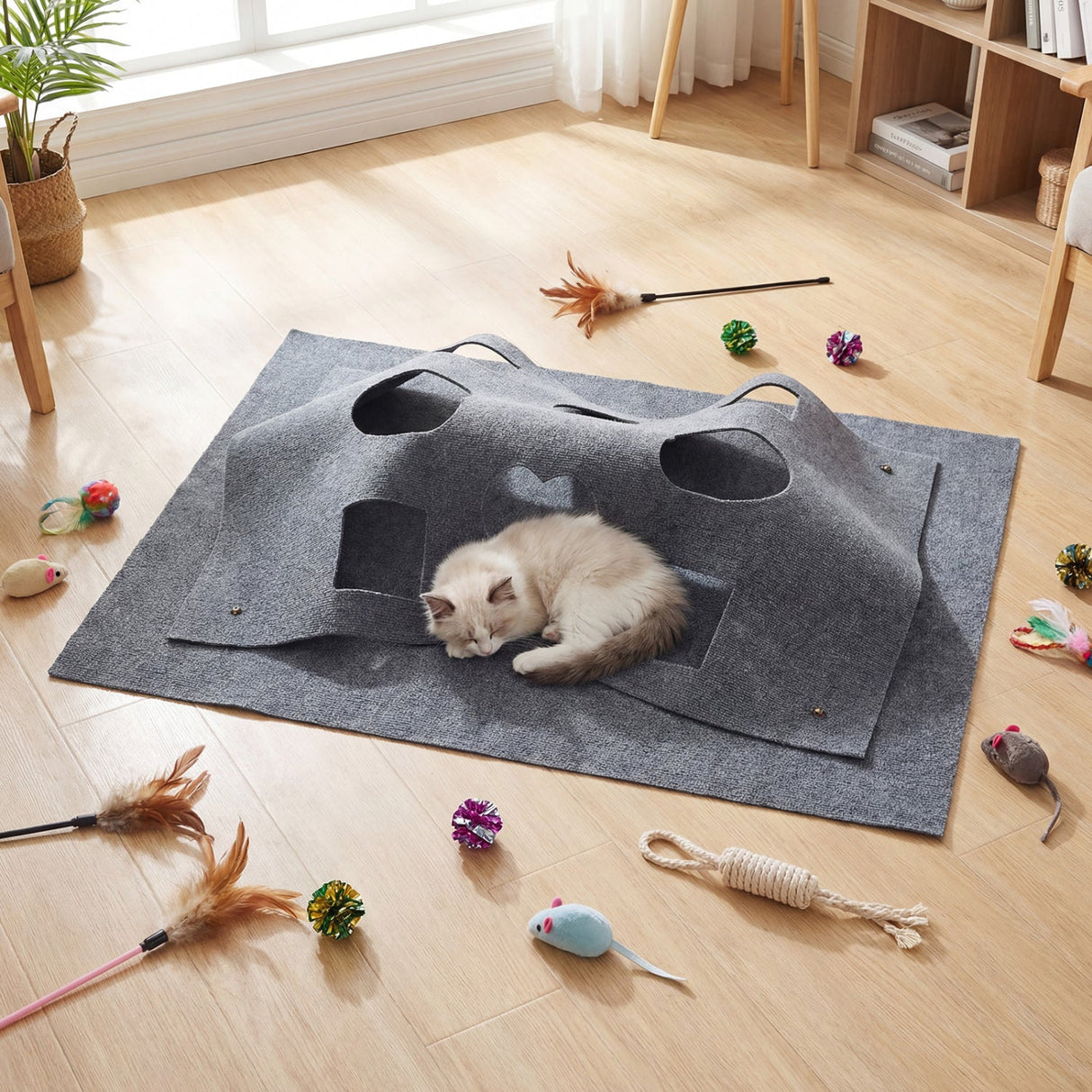 Túnel Interactivo Plegable para Gatos de Interior