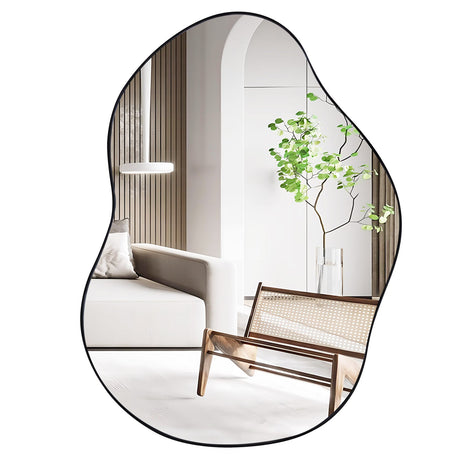 Espejo de Pared Irregular de 22 x 30.5 Pulgadas con Tablero Trasero de Primera Calidad - Negro