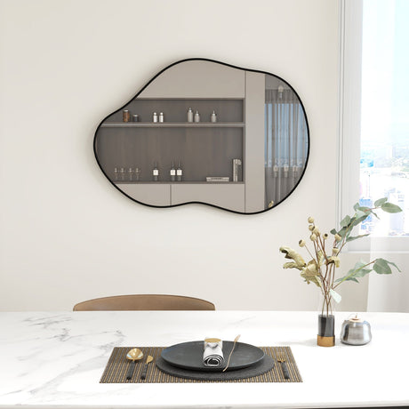 Espejo de Pared Irregular de 22 x 30.5 Pulgadas con Tablero Trasero de Primera Calidad - Negro