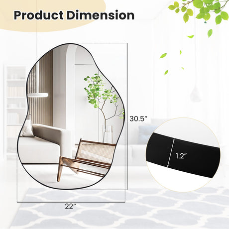 Espejo de Pared Irregular de 22 x 30.5 Pulgadas con Tablero Trasero de Primera Calidad - Negro