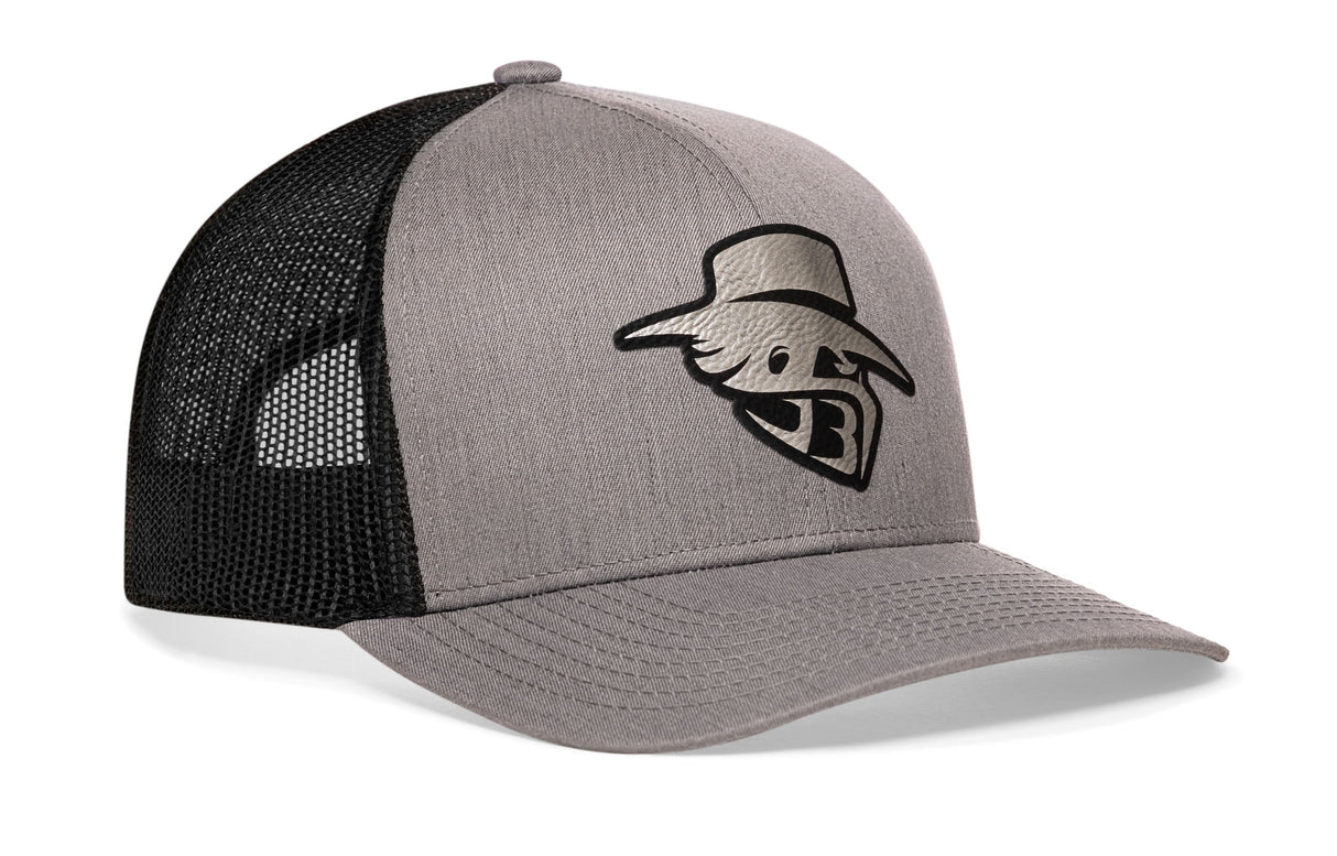 JBR Silver Logo  |  Gray Black Metallic Leather Snapback