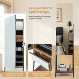 Lockable Freestanding Jewelry Organizer with Full-Length Frameless Mirror