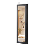 Jewelry Cabinet Wall or Door Mounted Jewelry Armoire with Full-Length Mirror-Black
