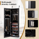 Jewelry Cabinet Wall or Door Mounted Jewelry Armoire with Full-Length Mirror-Black